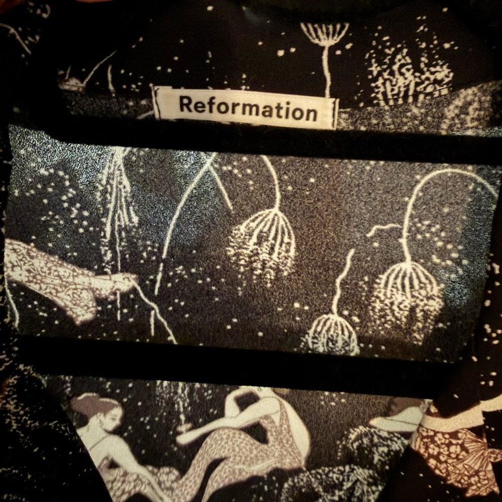 Reformation Black Celestial Print Button-Down Shirt - Picture 13 of 13